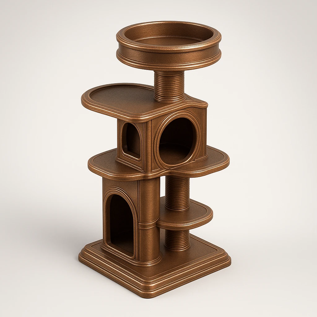 cats relaxing in a vertical playhouse emoji