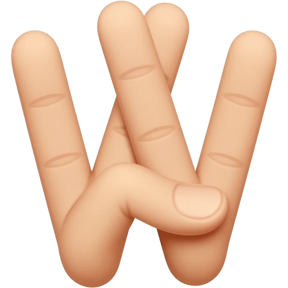 Mano haciendo una "W" entrelazando los dedos emoji