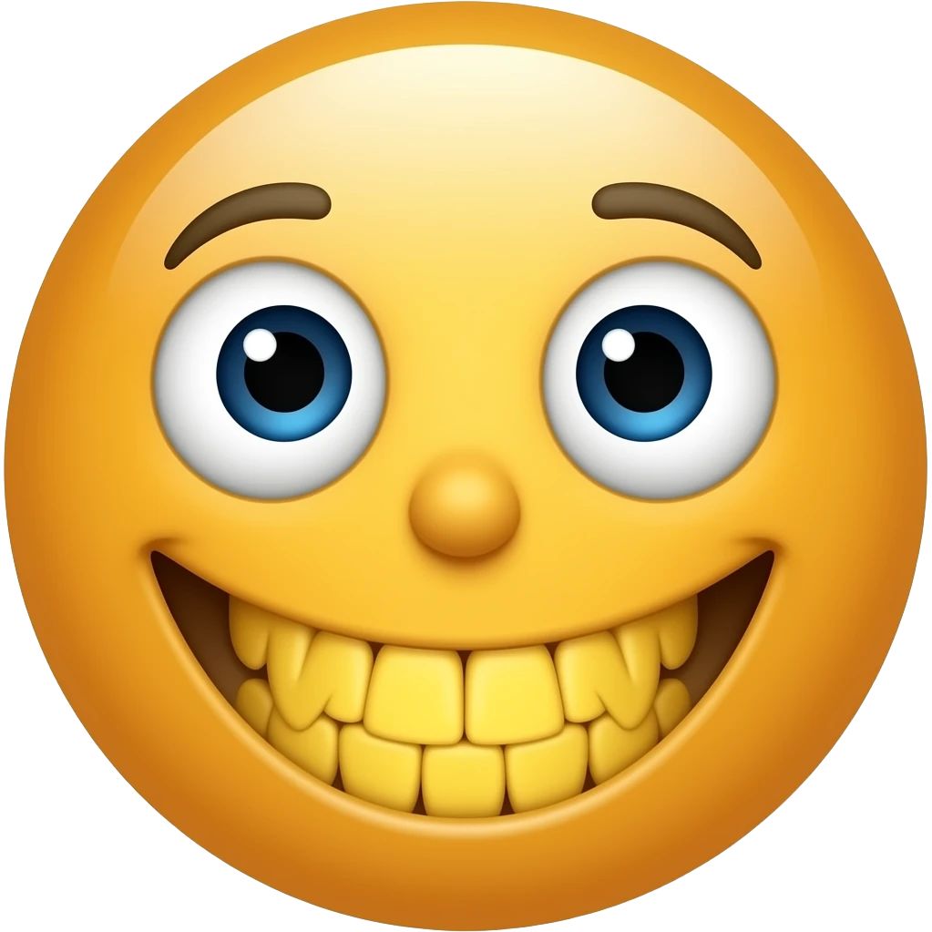 Emojis.com padrão preto com aparelho apagado com os dentes a mostra bem amarelo emoji