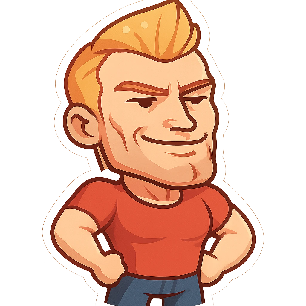 Chad meme character, strong jawline, confident smile, bold cartoon style emoji