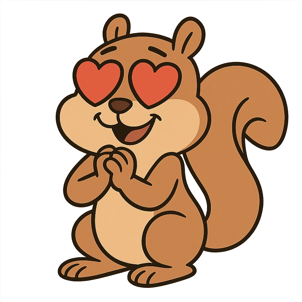 cartoon style squirrel with hearts for eyes, no text emoji
