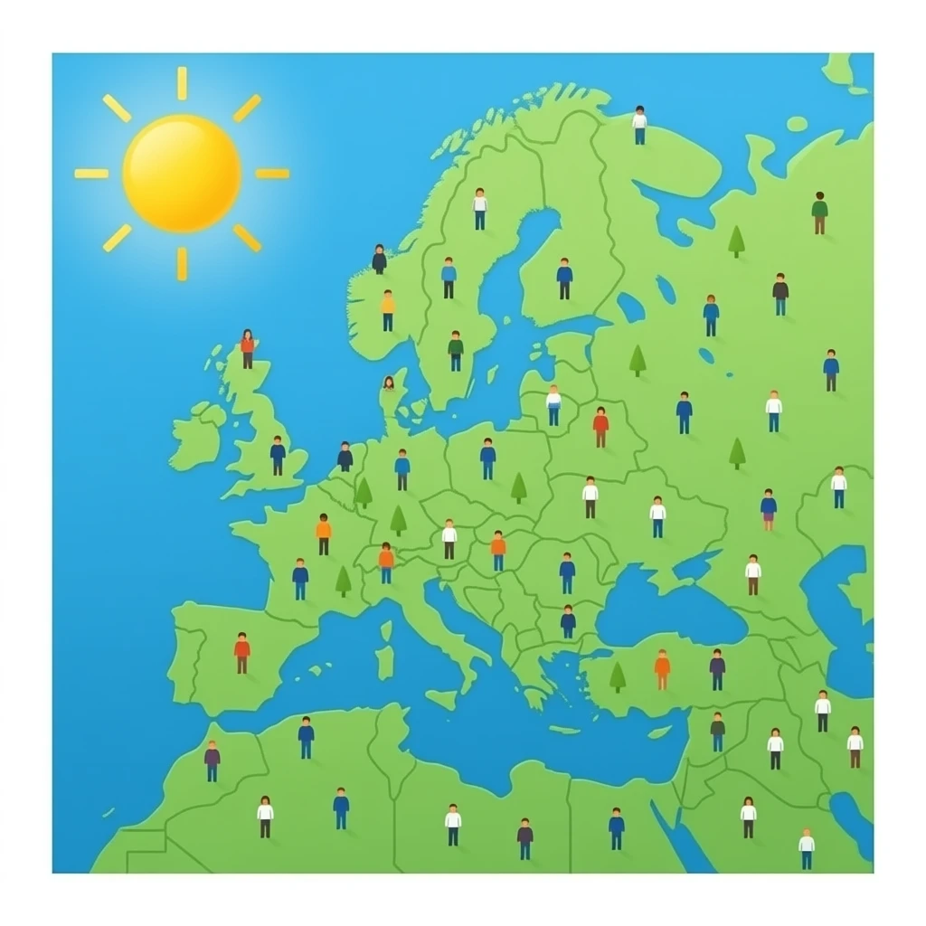 map with small dots representing people emoji