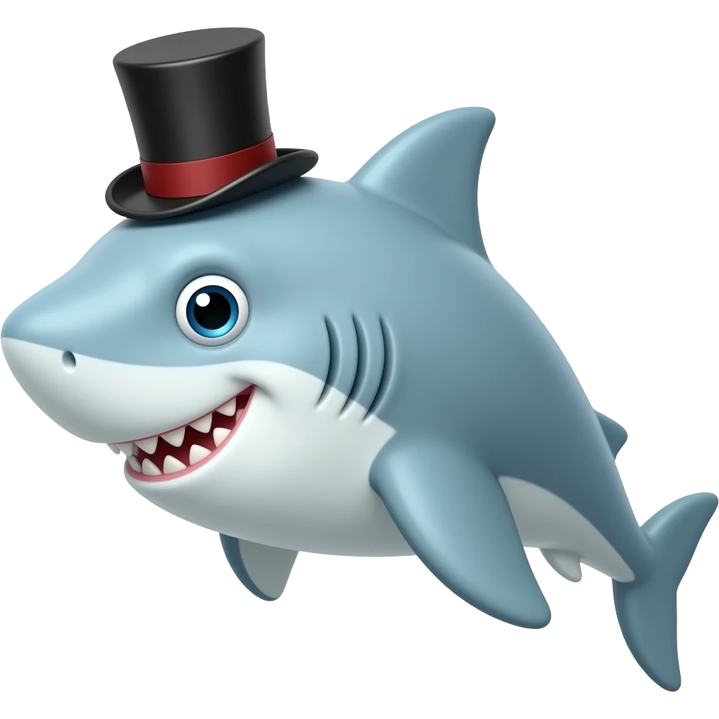 Shark with a top hat emoji