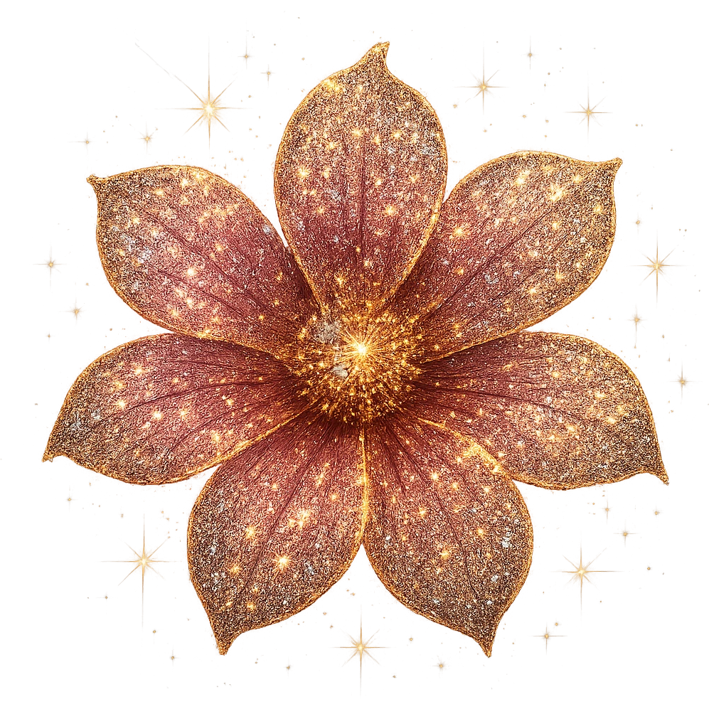 glittery flower object, radiant emoji