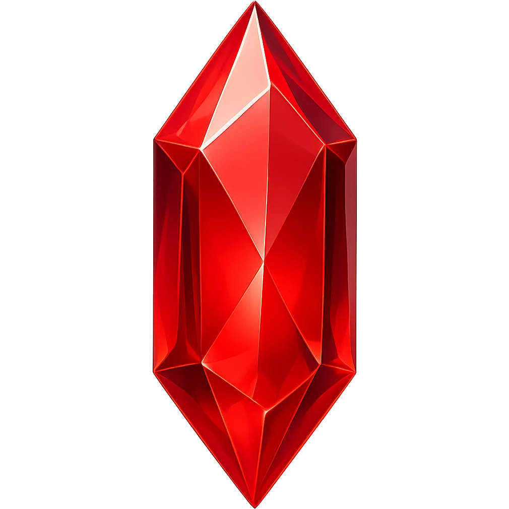 Edit the image to make the crystal shard red. Keep the original style and transparent background. emoji