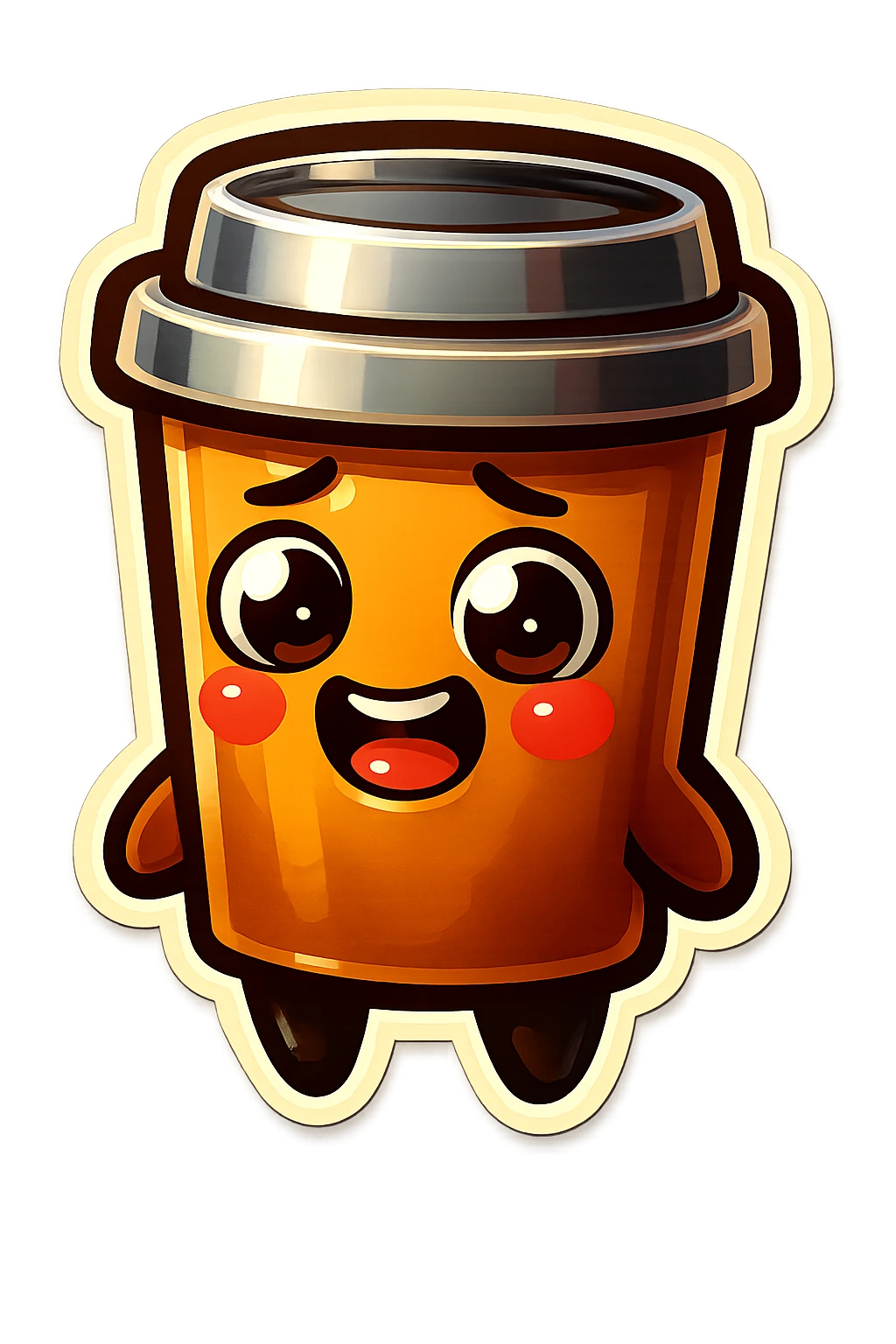Tall coffee cup, dramatic, nervous laugh emoji