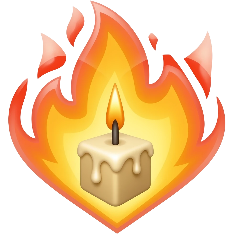 beige cyender candle on heart fire emoji