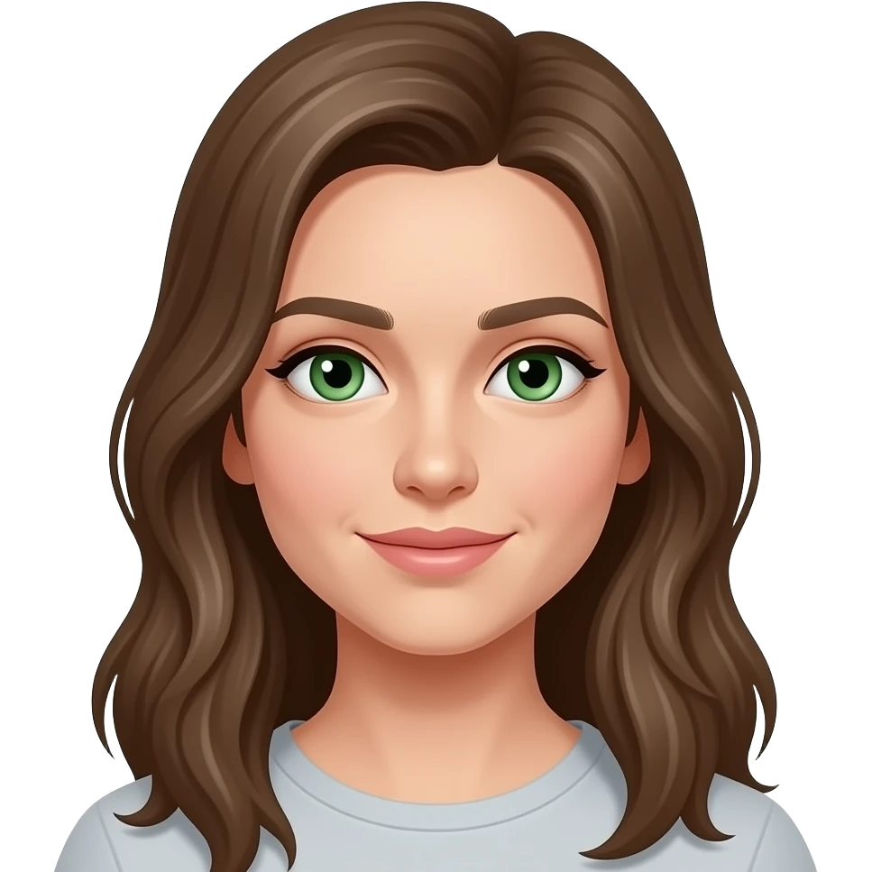 cheveux brun pale long   yeux vert emoji