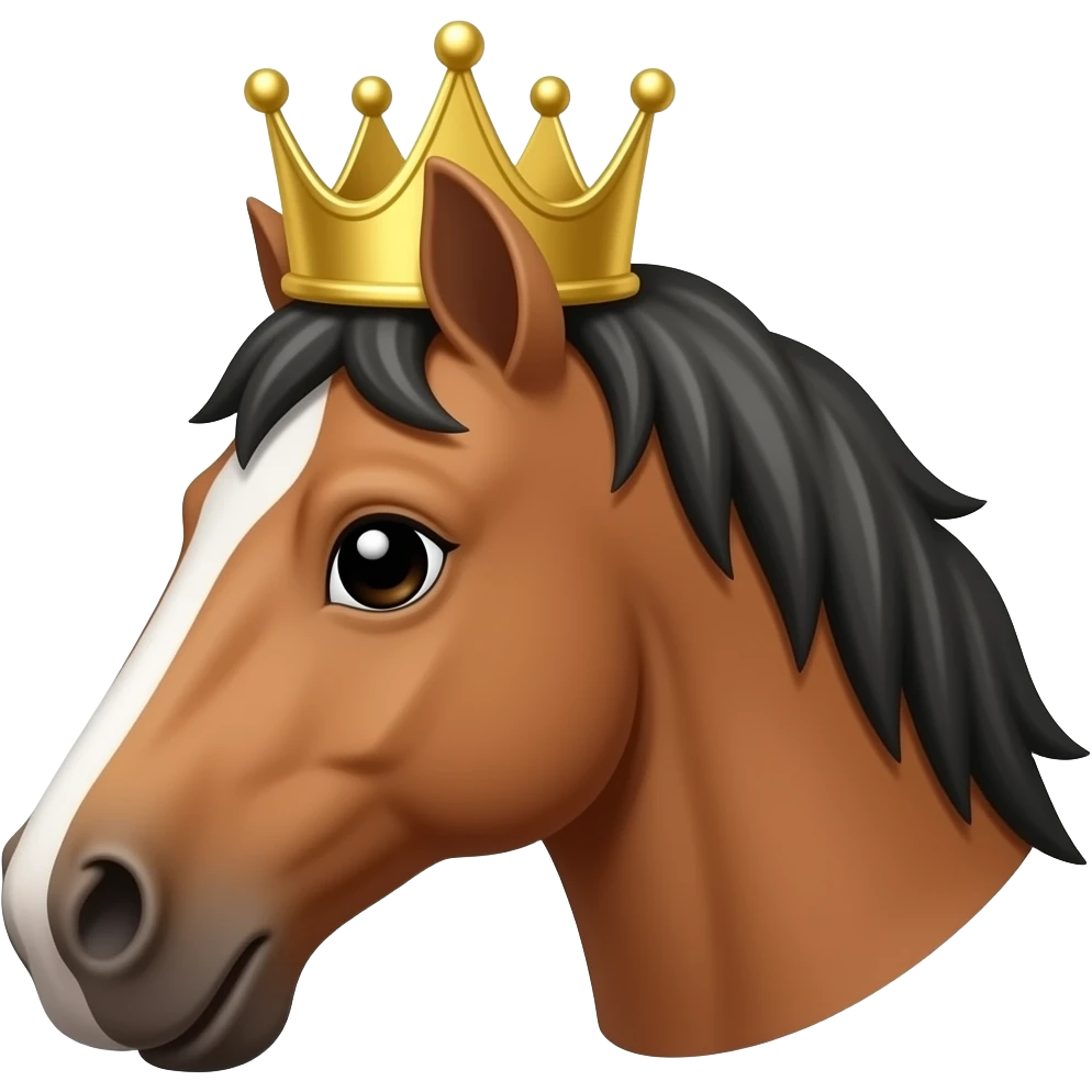 the horse head emoji wearing a crown, in simple style with less visual detail emoji