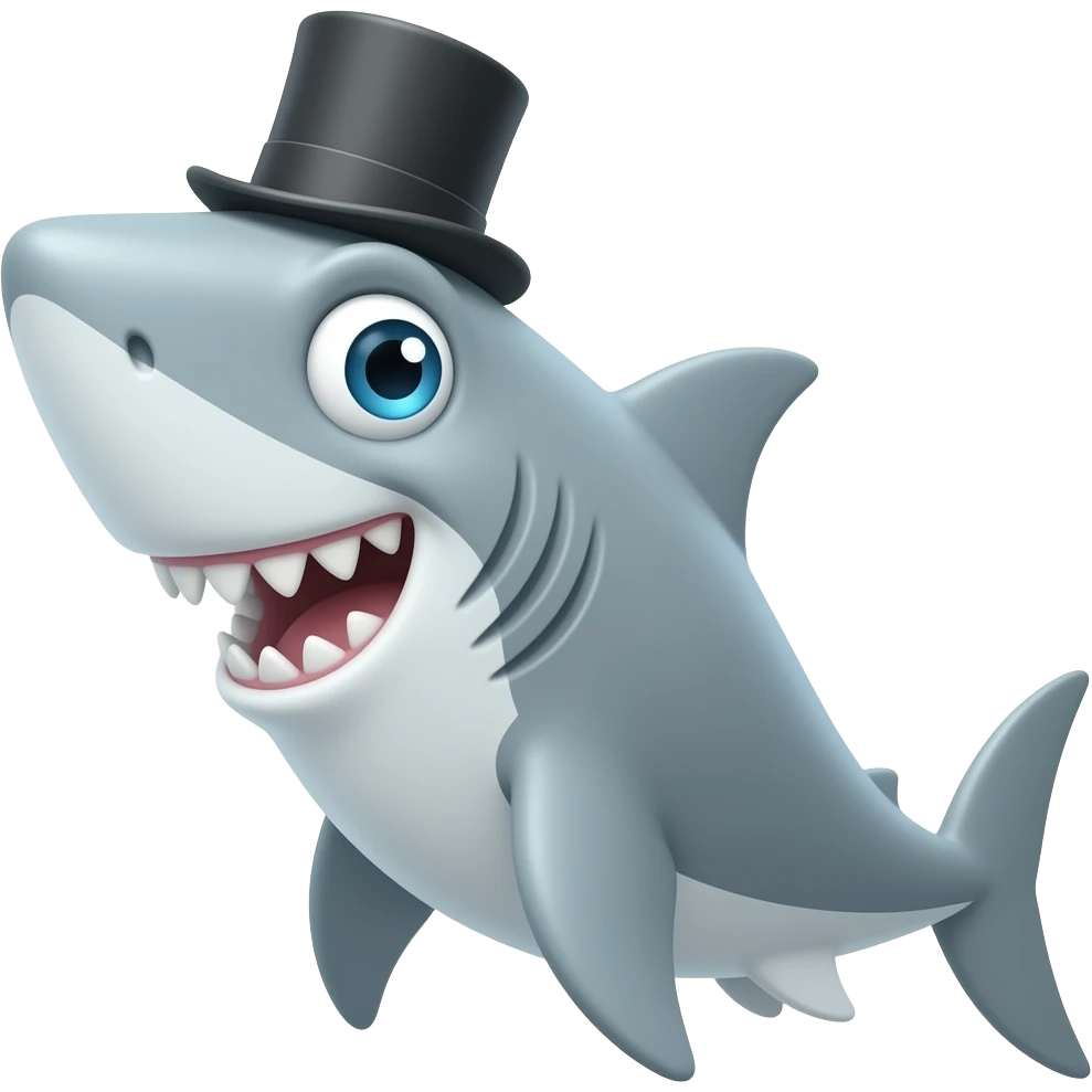 Shark with a top hat emoji