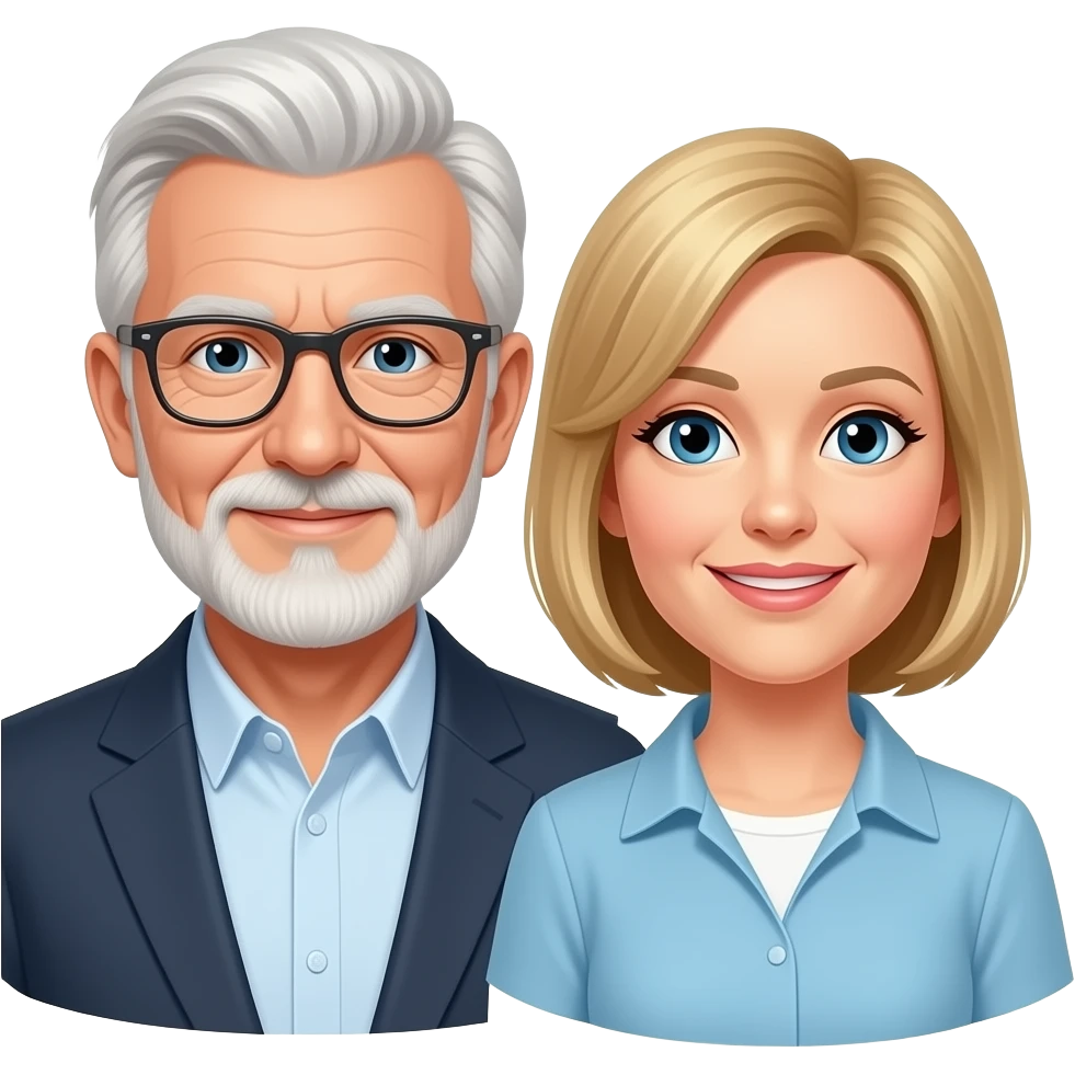Emoji of an Older man  with blond middle aged women e emoji