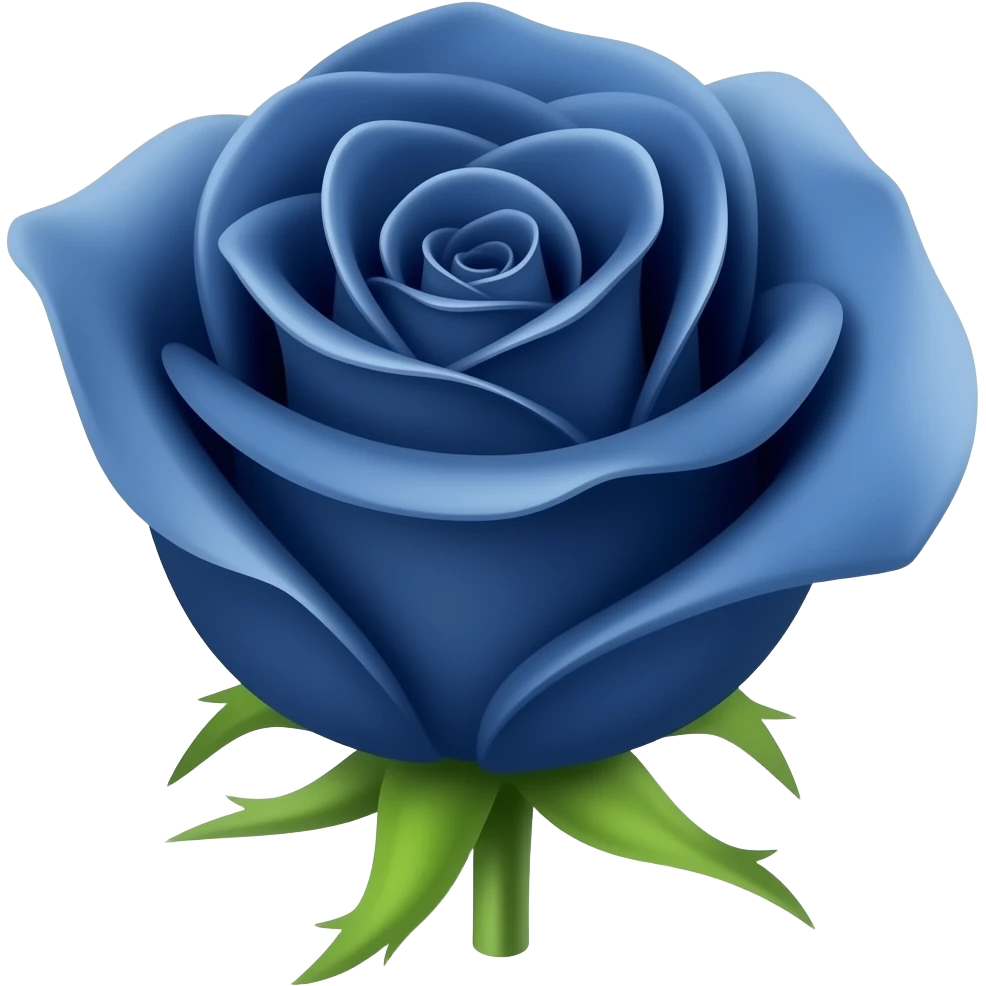 Dark blue rose with stem emoji