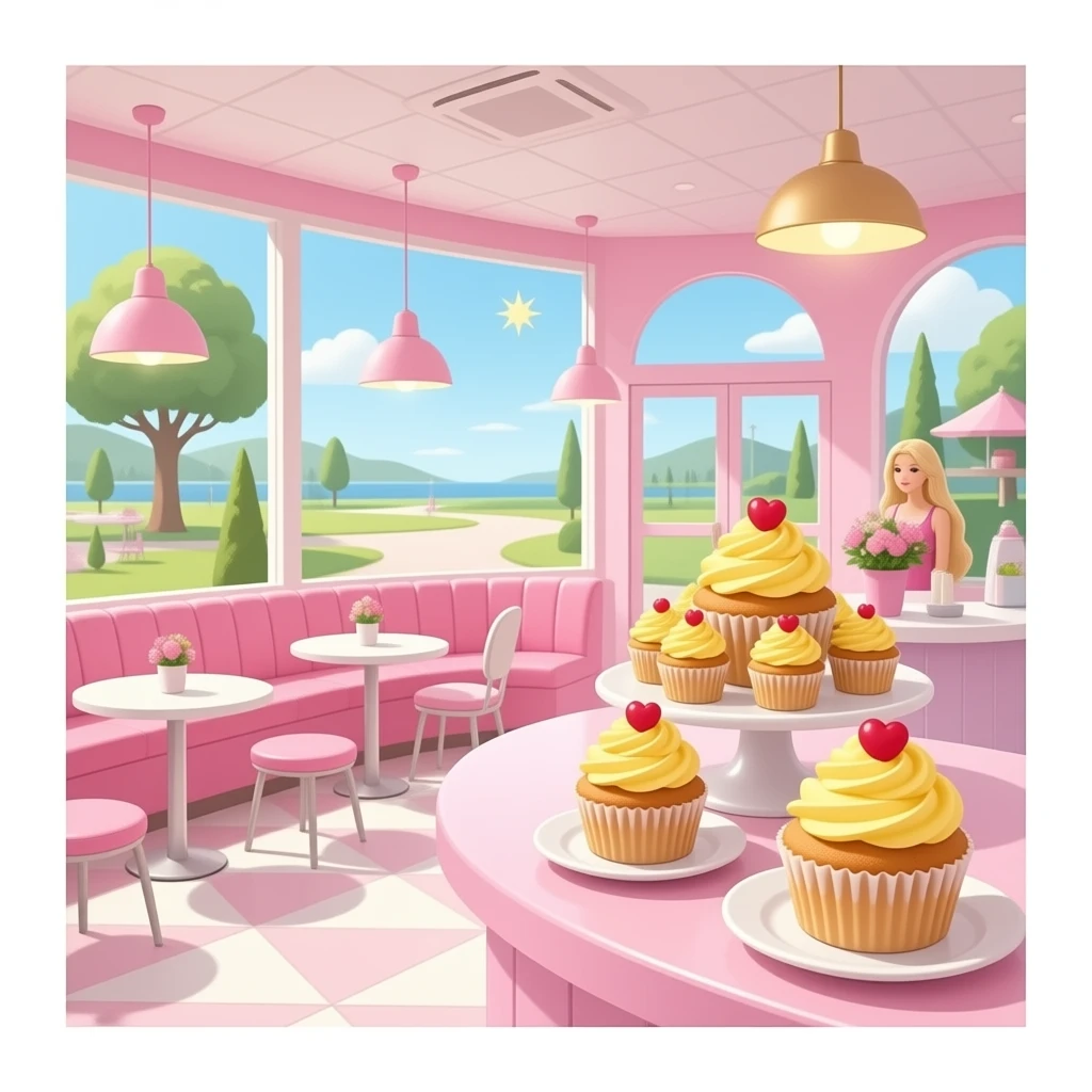 yellow cupcakes cafe inspired by barbie colour pallete emoji
