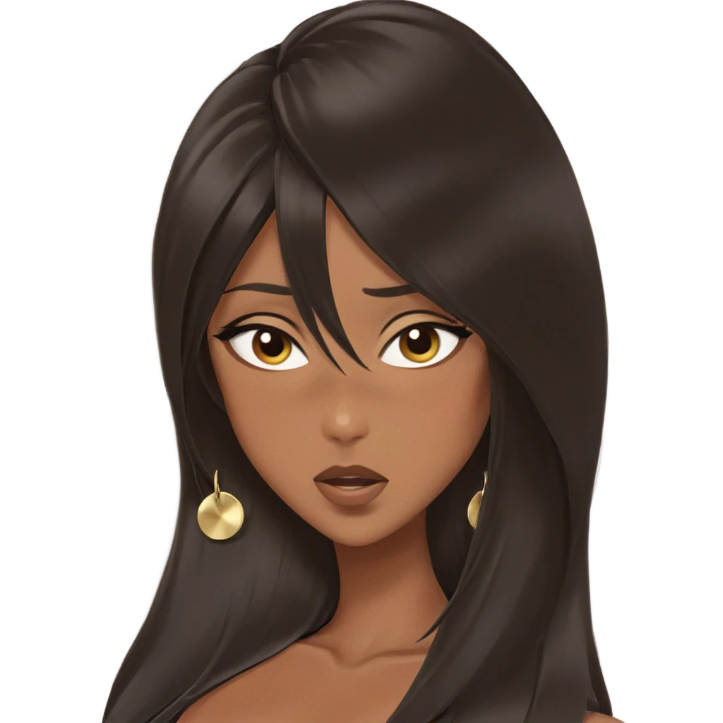 dark-skinned girl with black hair emoji