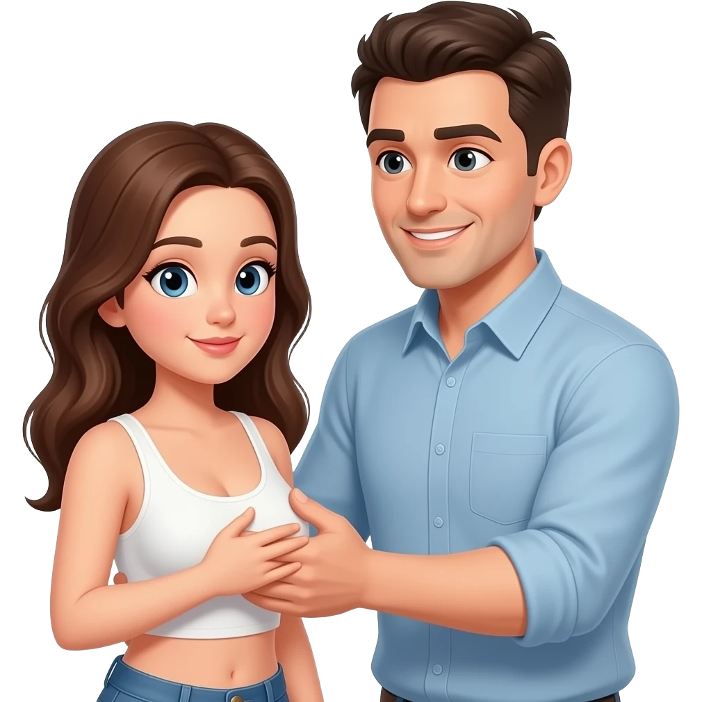 Man squeeze girls boobs emoji