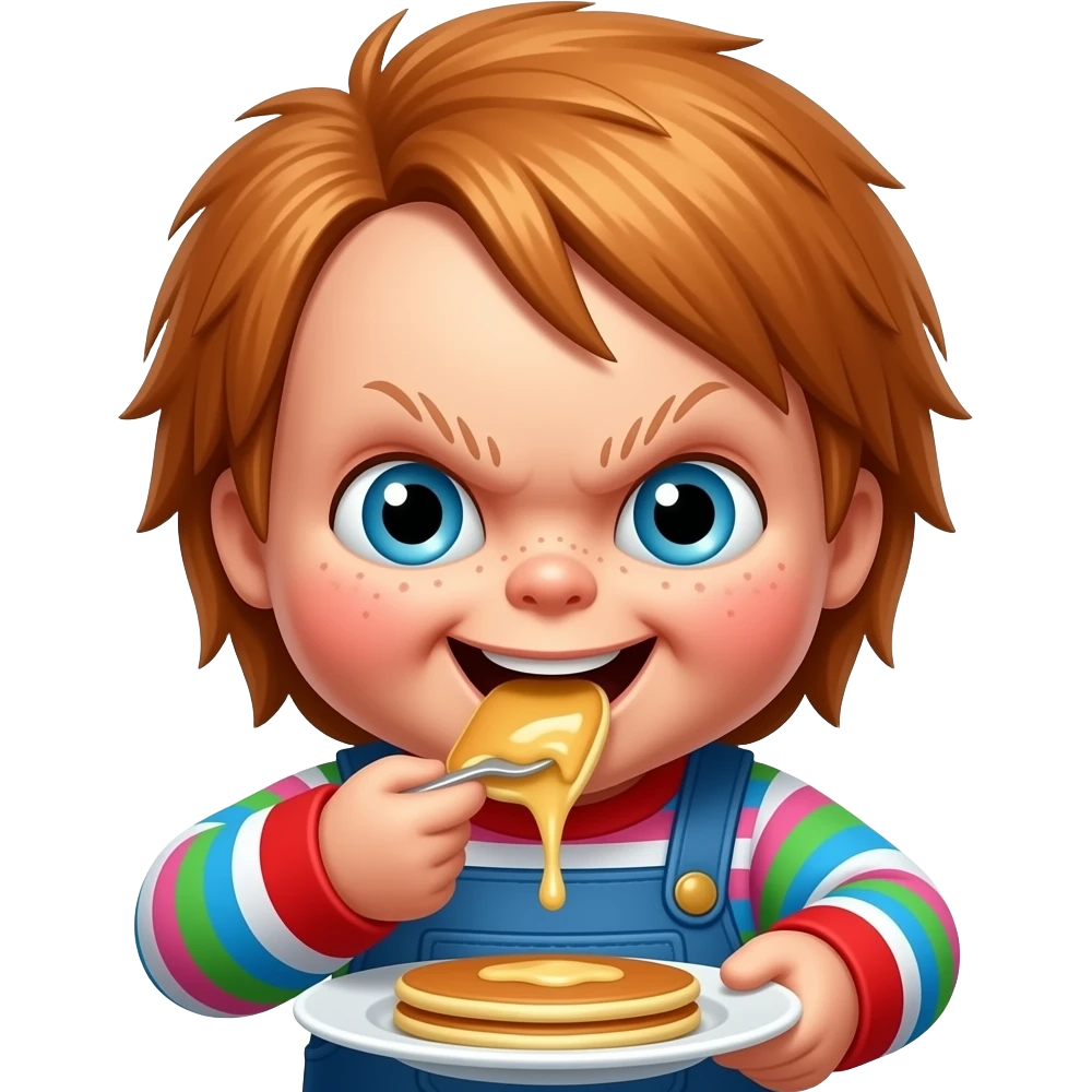 Chucky eating pancakes emoji
