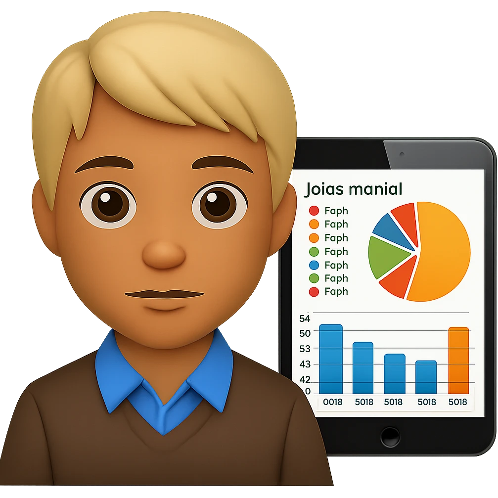 Person reading data and graphs in apple emoji style with a green background. emoji