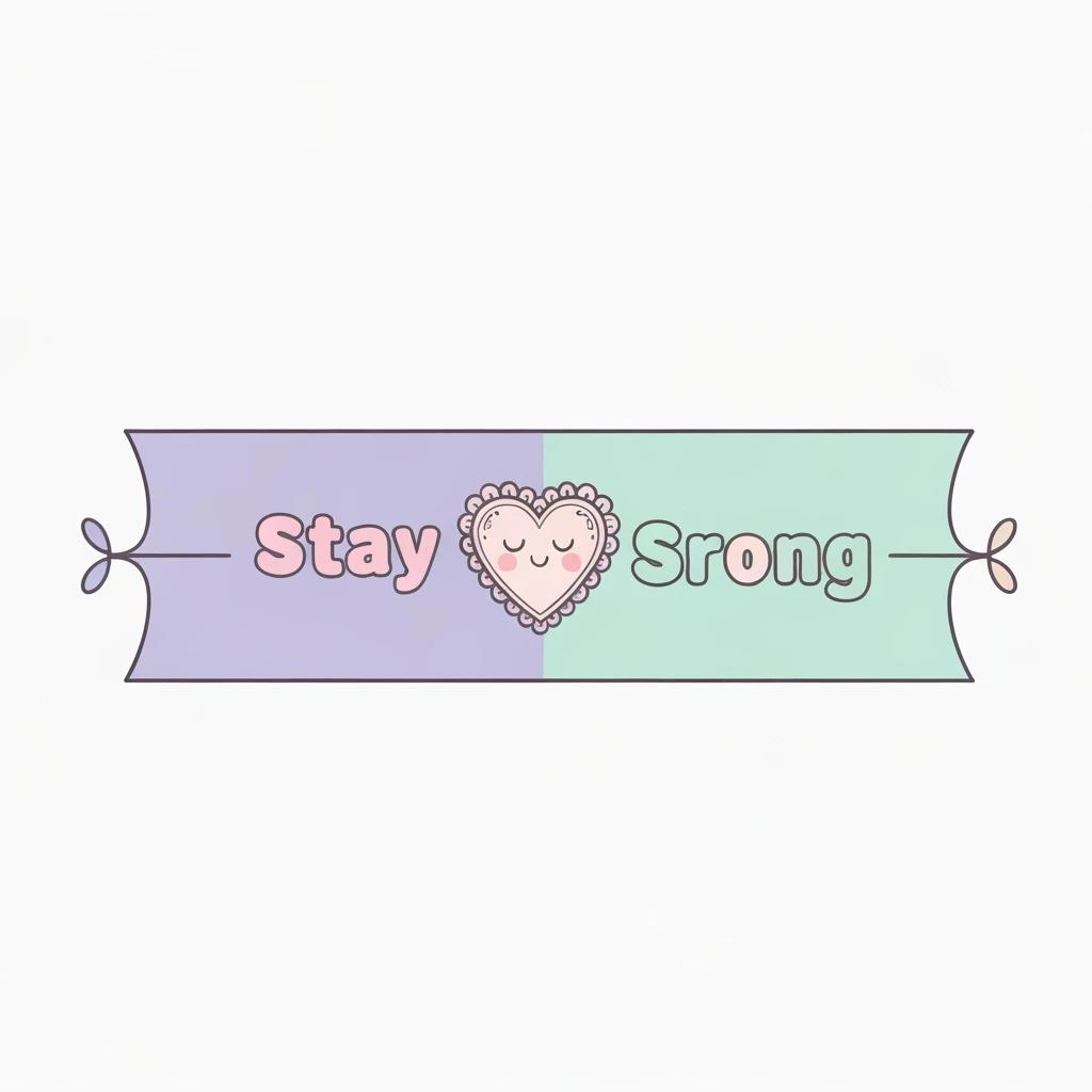 pastel emo banner with a heart accent, cute, expressive, minimal, with the text 'Stay Strong' emoji