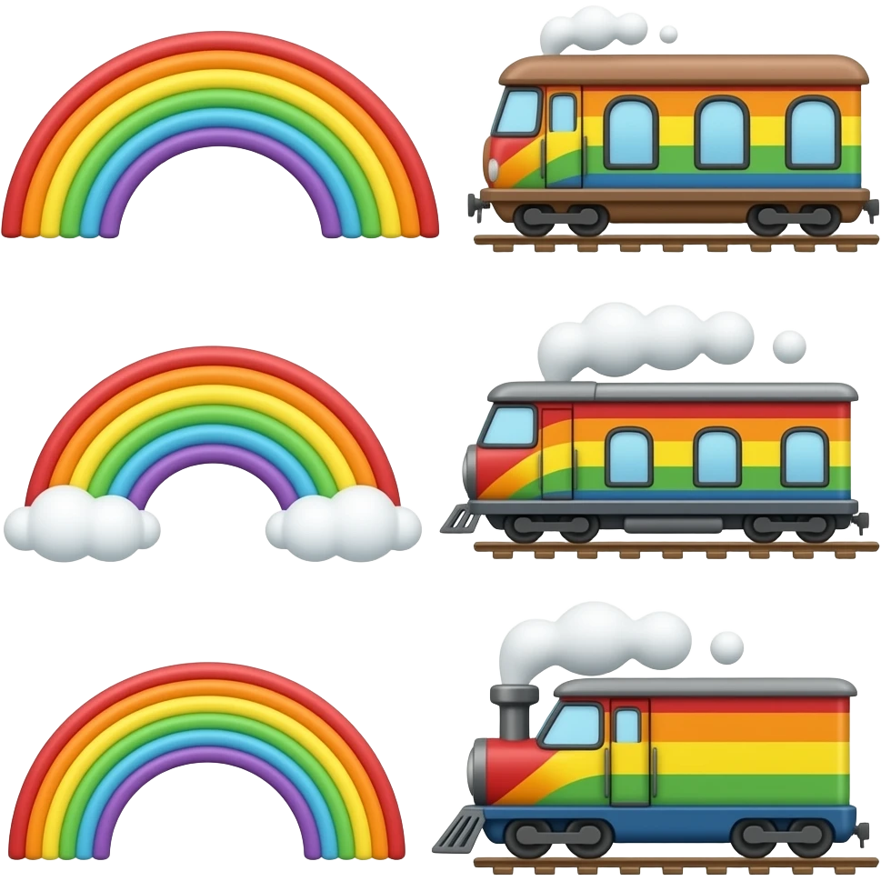 Rainbow trains emoji