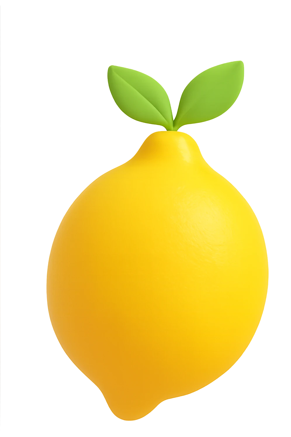 A single, inanimate lemon with a leaf, no facial features, in a transparent background, keep the style consistent with the original image. emoji
