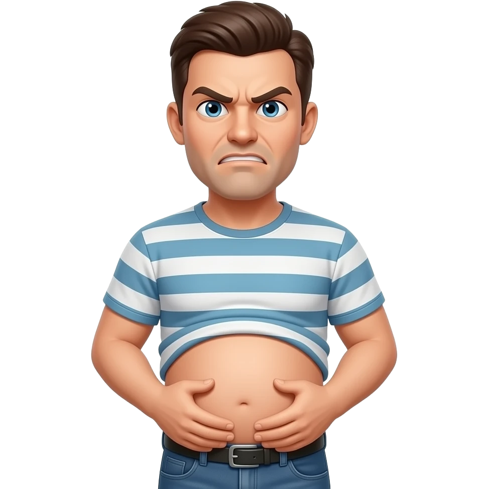 Male au ventre avec des grimace emoji