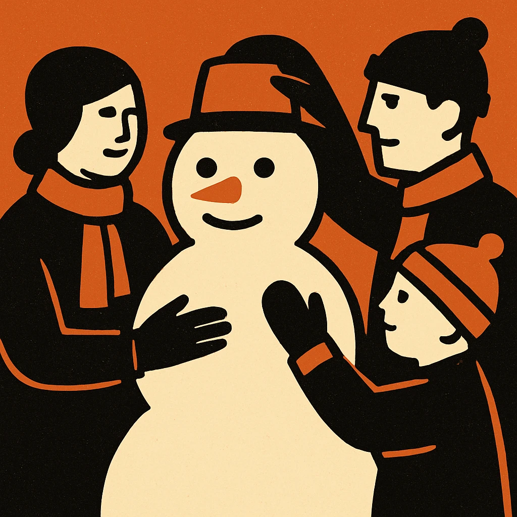 people making a snowman emoji