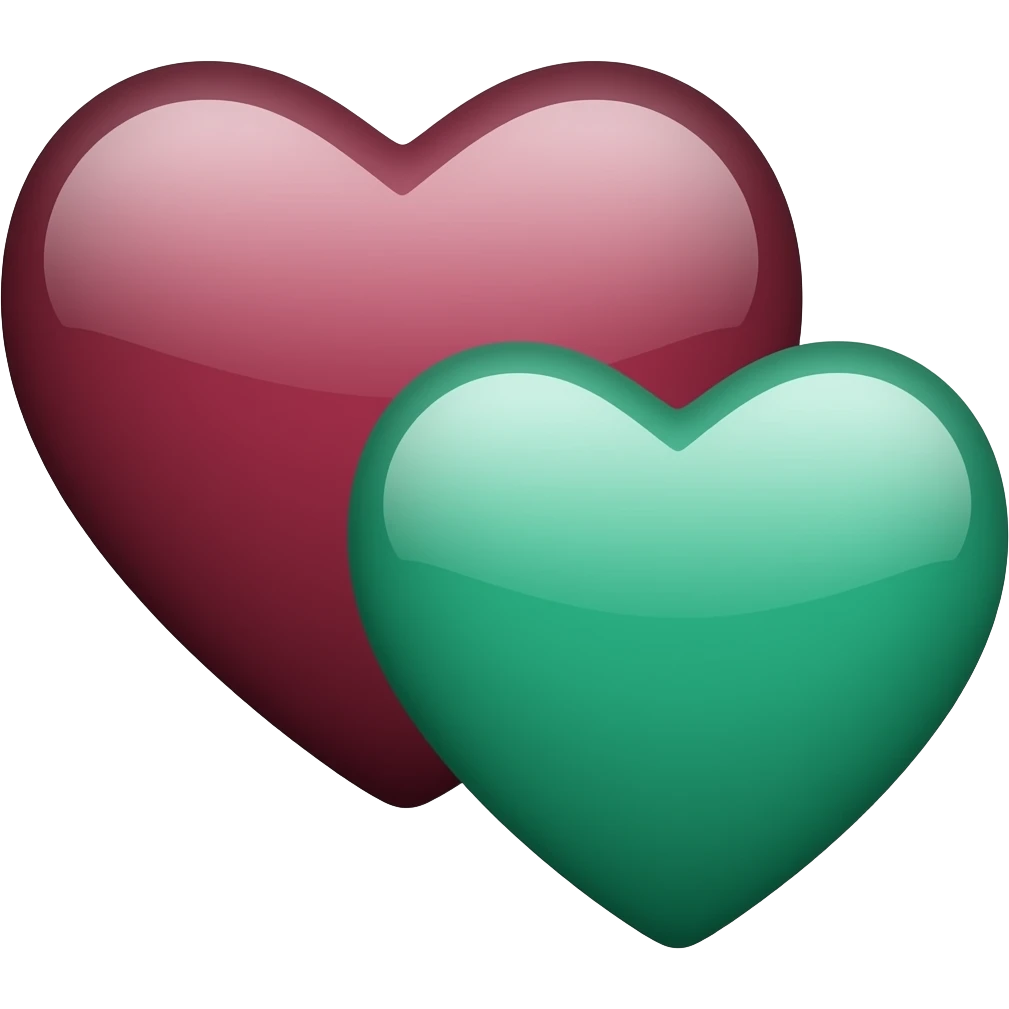 Maroon heart and emerald heart emoji