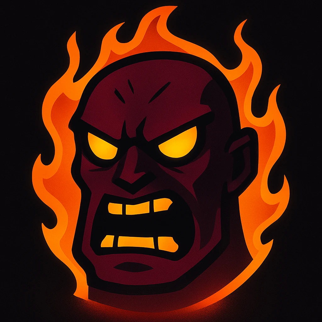 Make the red, angry, plasma-like humanoid monster darker, keeping the glowing effect emoji
