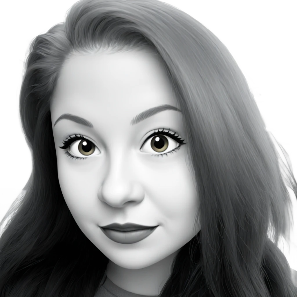 smiling girl portrait in greyscale emoji