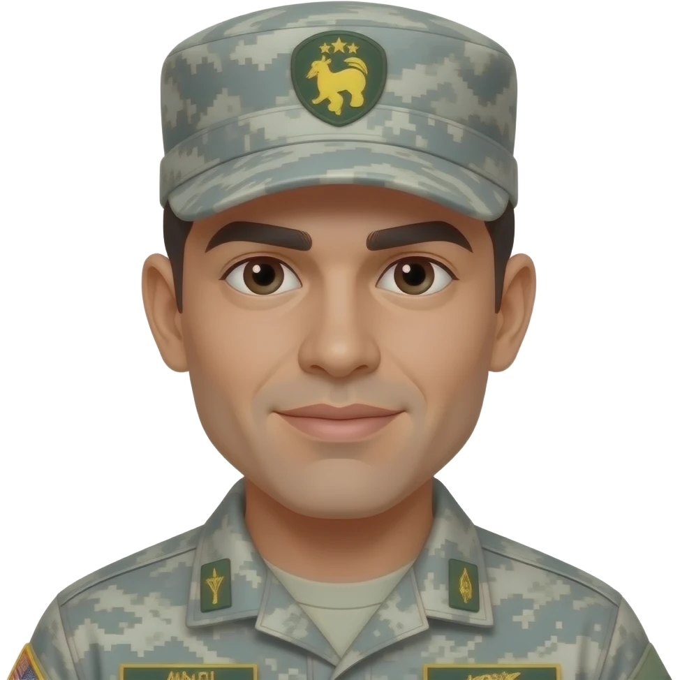 Moreno con gorra militar gris emoji