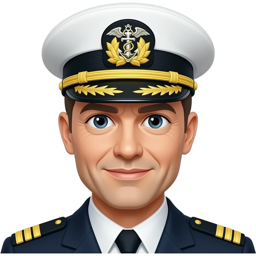 Navy officer white cap with anchor logo and cap should look like heigh rank officer emoji