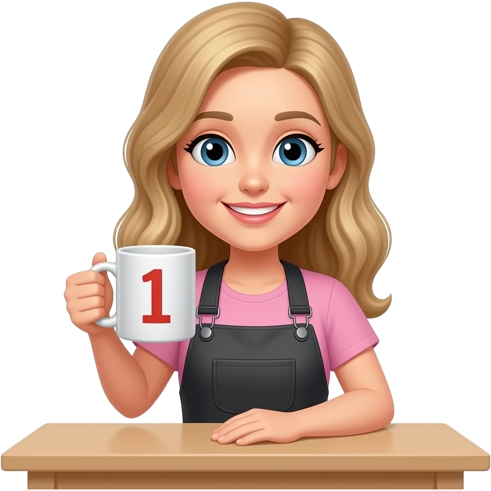 Rable surface with mug no 1 nail tech emoji