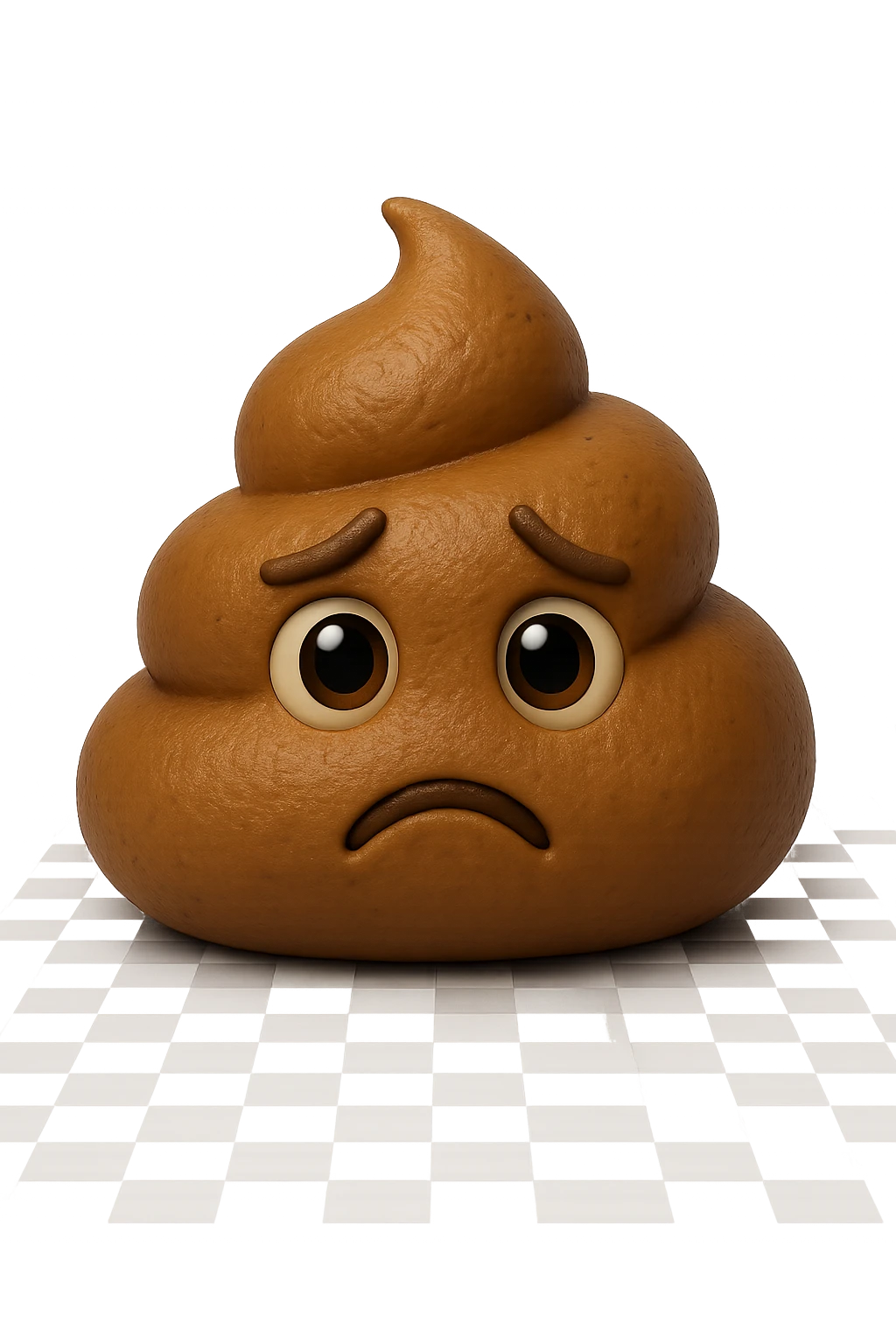 EMOJI STILE IPHONE 3D DI UNA MONTAGNETTA DI FECI A PALLINE CON ESPRESSIONE TRISTE, IPERREALISTICO 4K emoji