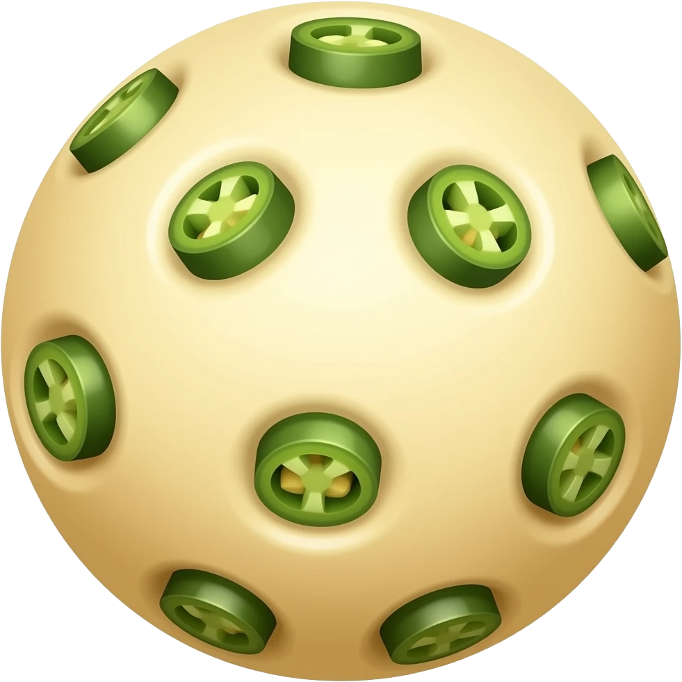 jalapino bits coverd inside pizza daugh round balls emoji