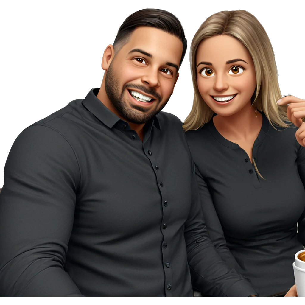 smiling couple enjoying coffee emoji