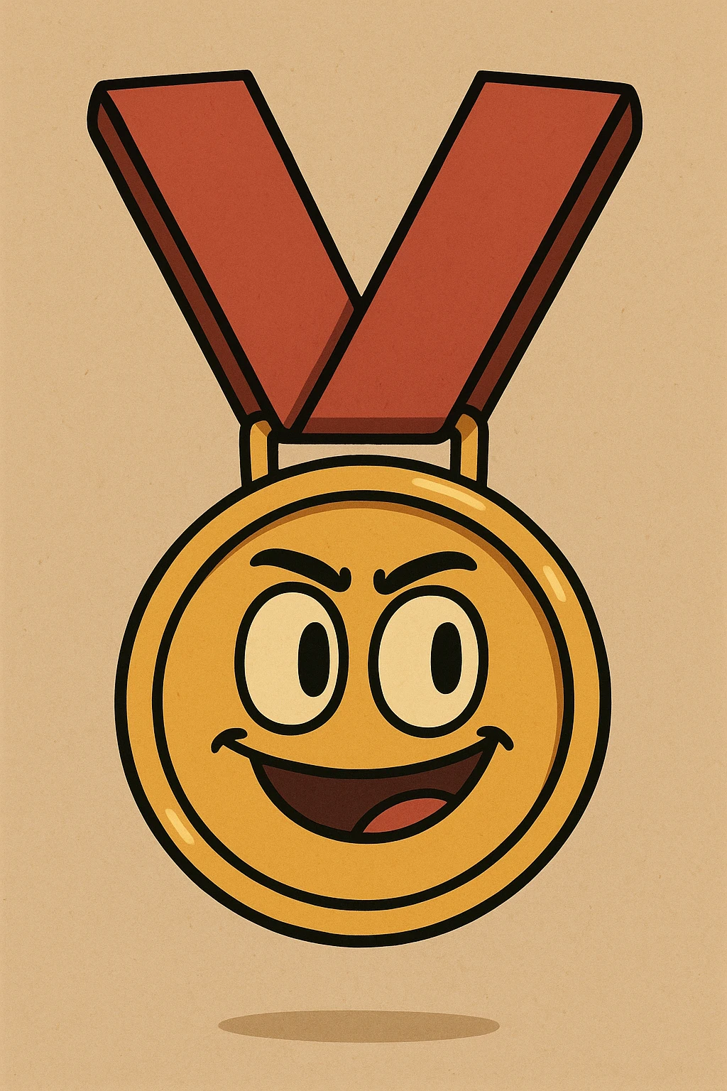 cartoon style gold medal with red ribbon emoji