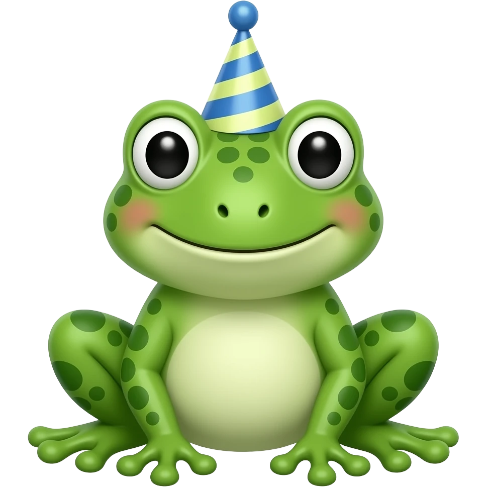 frog  with birthday hat emoji