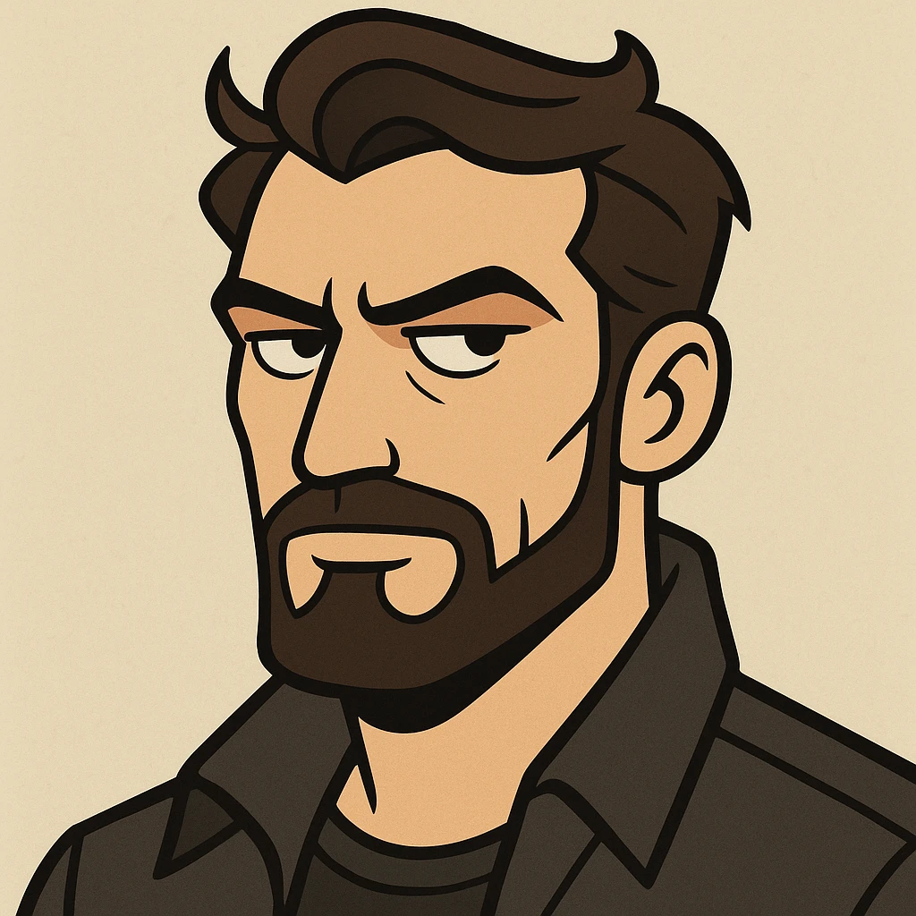 sigma male face, confident and mysterious, stylized cartoon, bold lines emoji