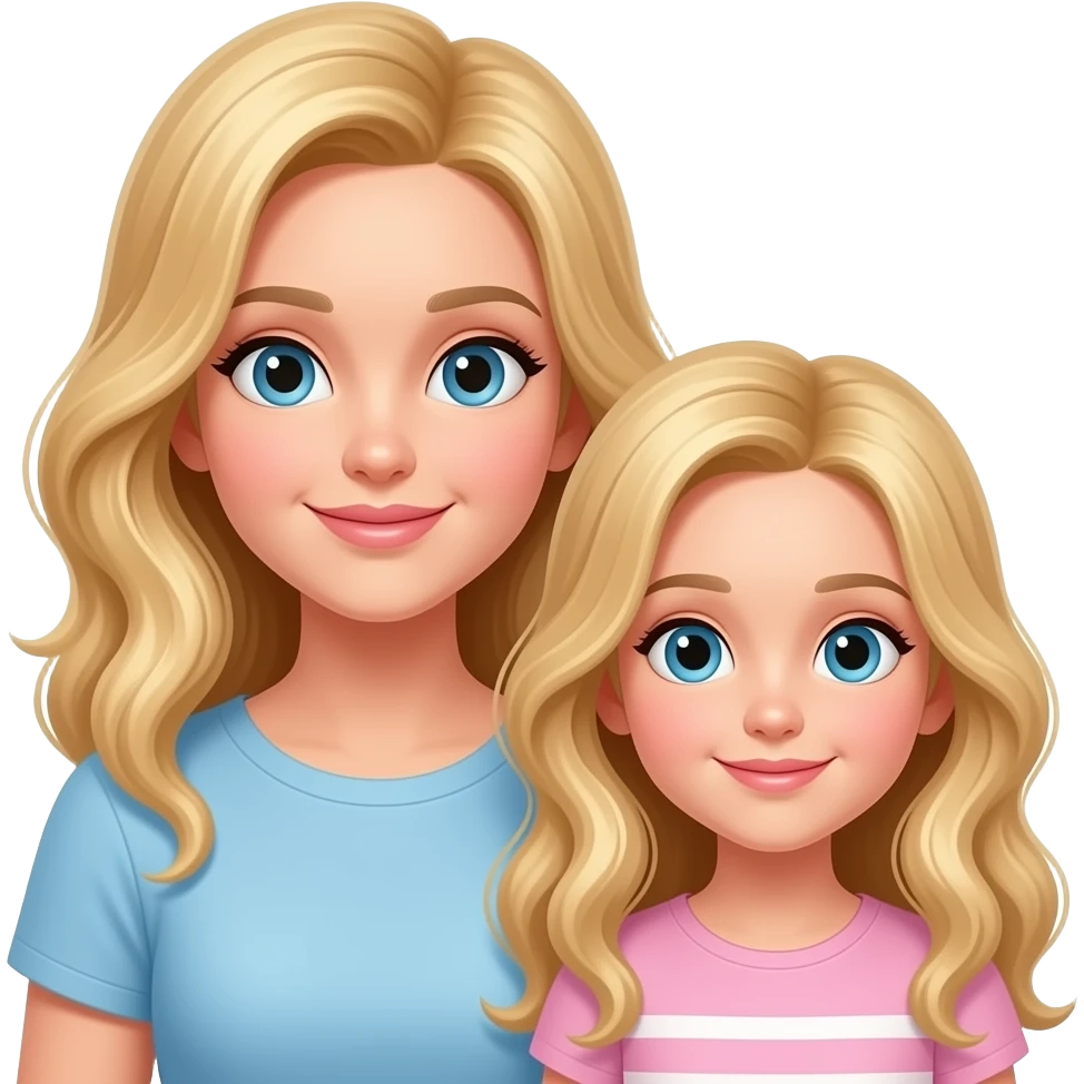 Mãe e filha loiras do cabelo ondulado emoji
