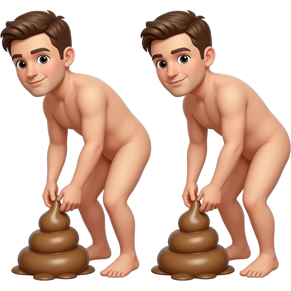 Two naked men pooping emoji