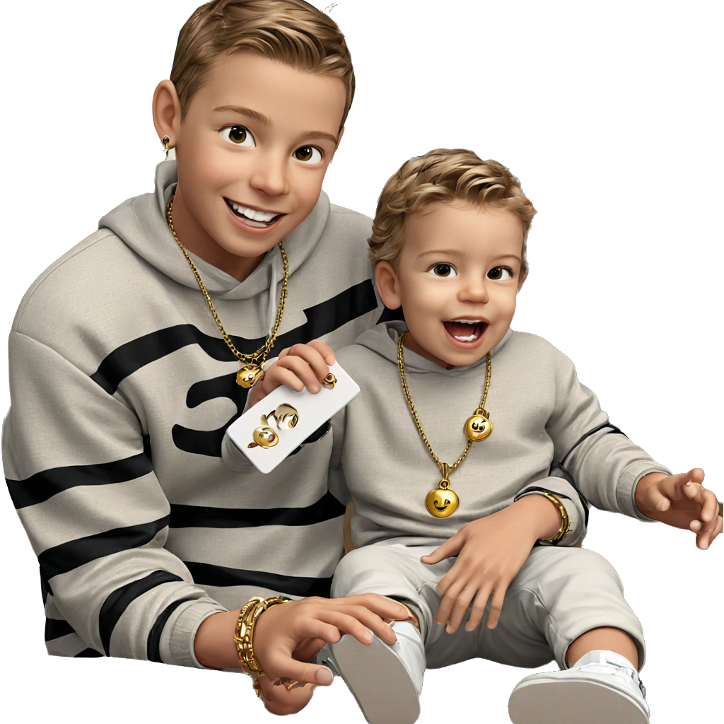 smiling boys with jewelry emoji