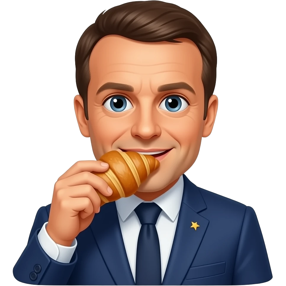 Emanuel Macron qui mange un croissant emoji