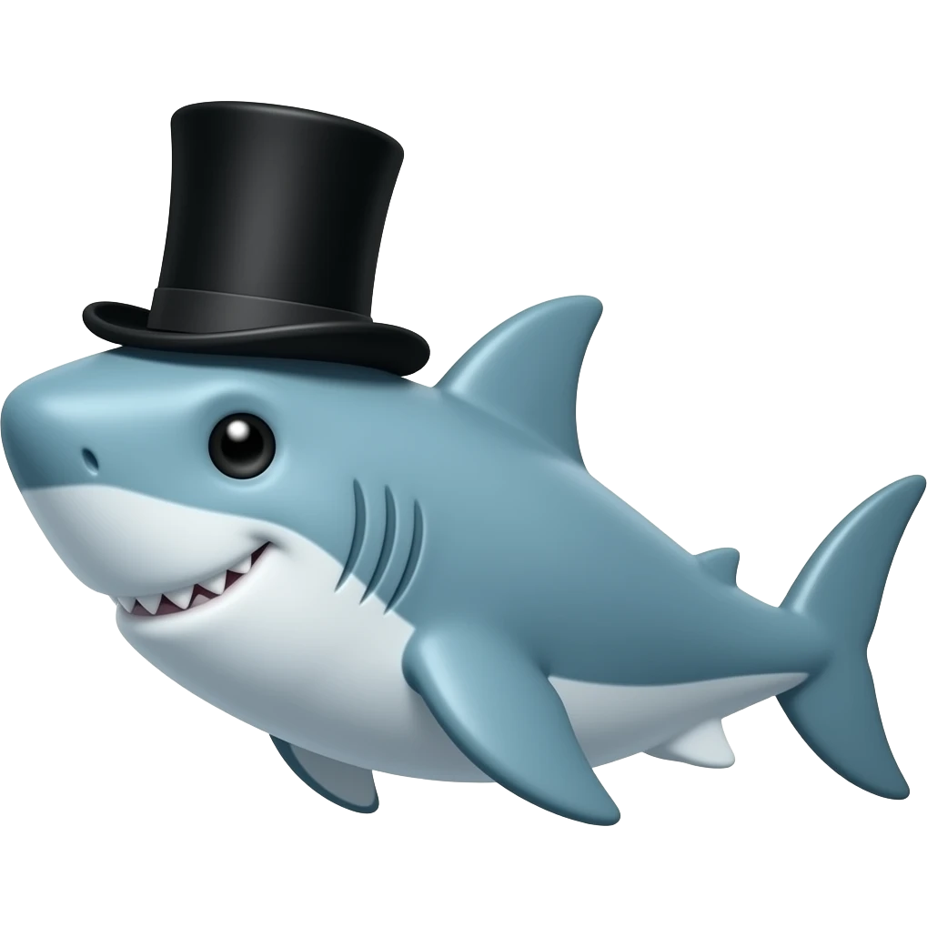 Shark with a top hat emoji