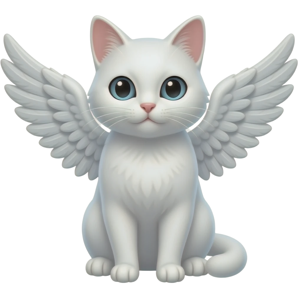 A White cat with wings facing forward emoji