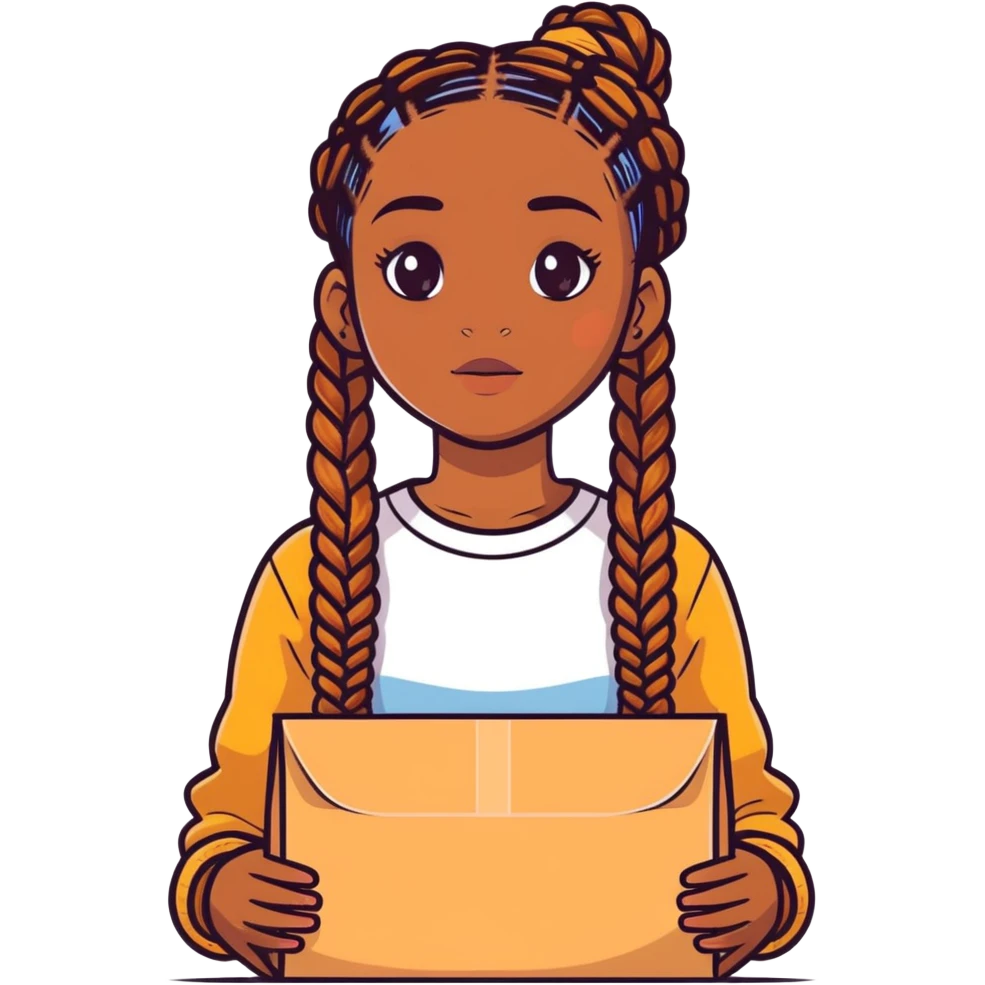 Make me a black girl with long straight box braids and is brownskin emoji