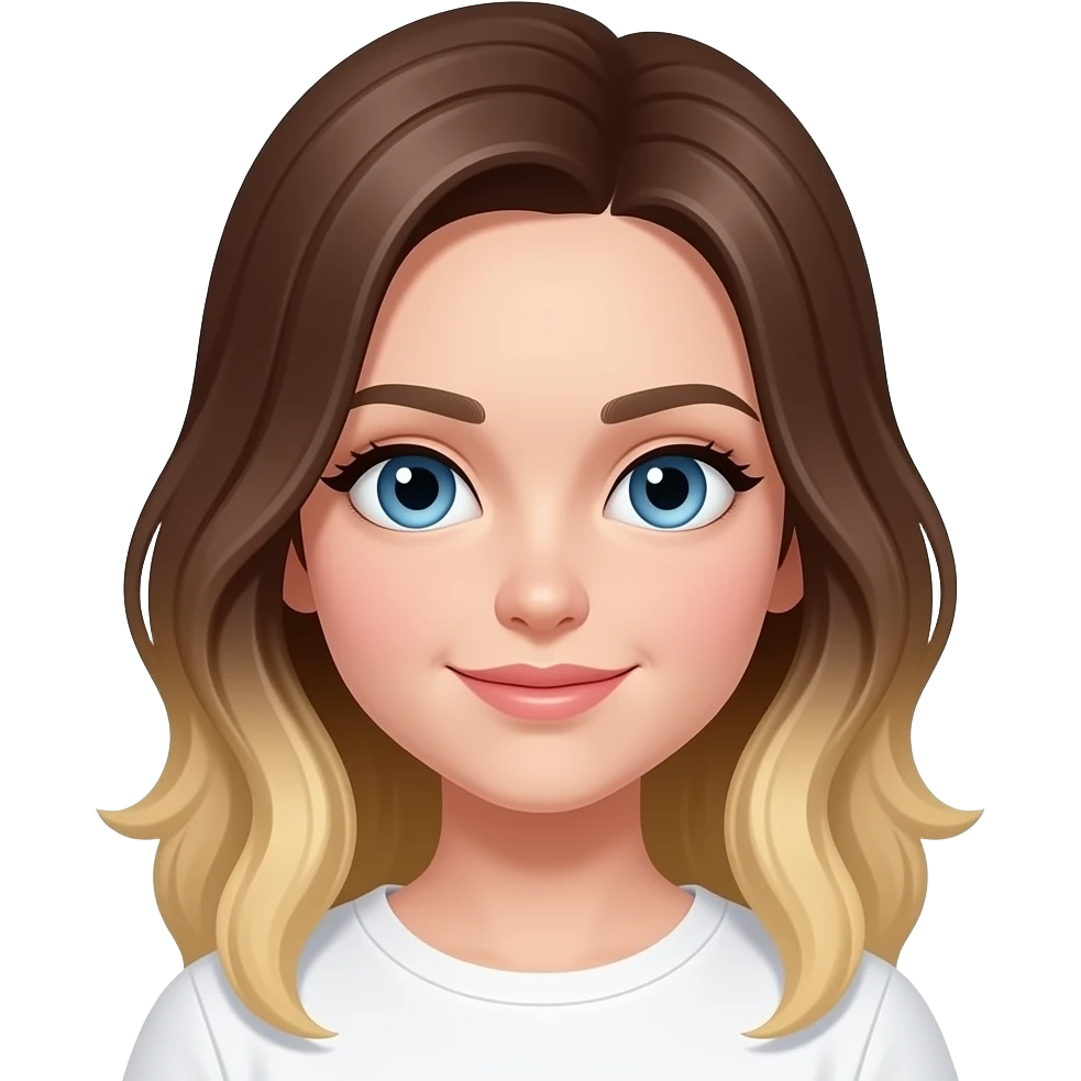 Brown Hair ends blonde hair blue eyes girl emoji emoji