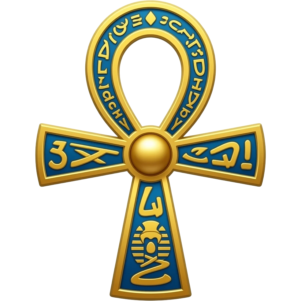 Gold and Blue Ankh with cartouches - no sphere/ button in the center emoji