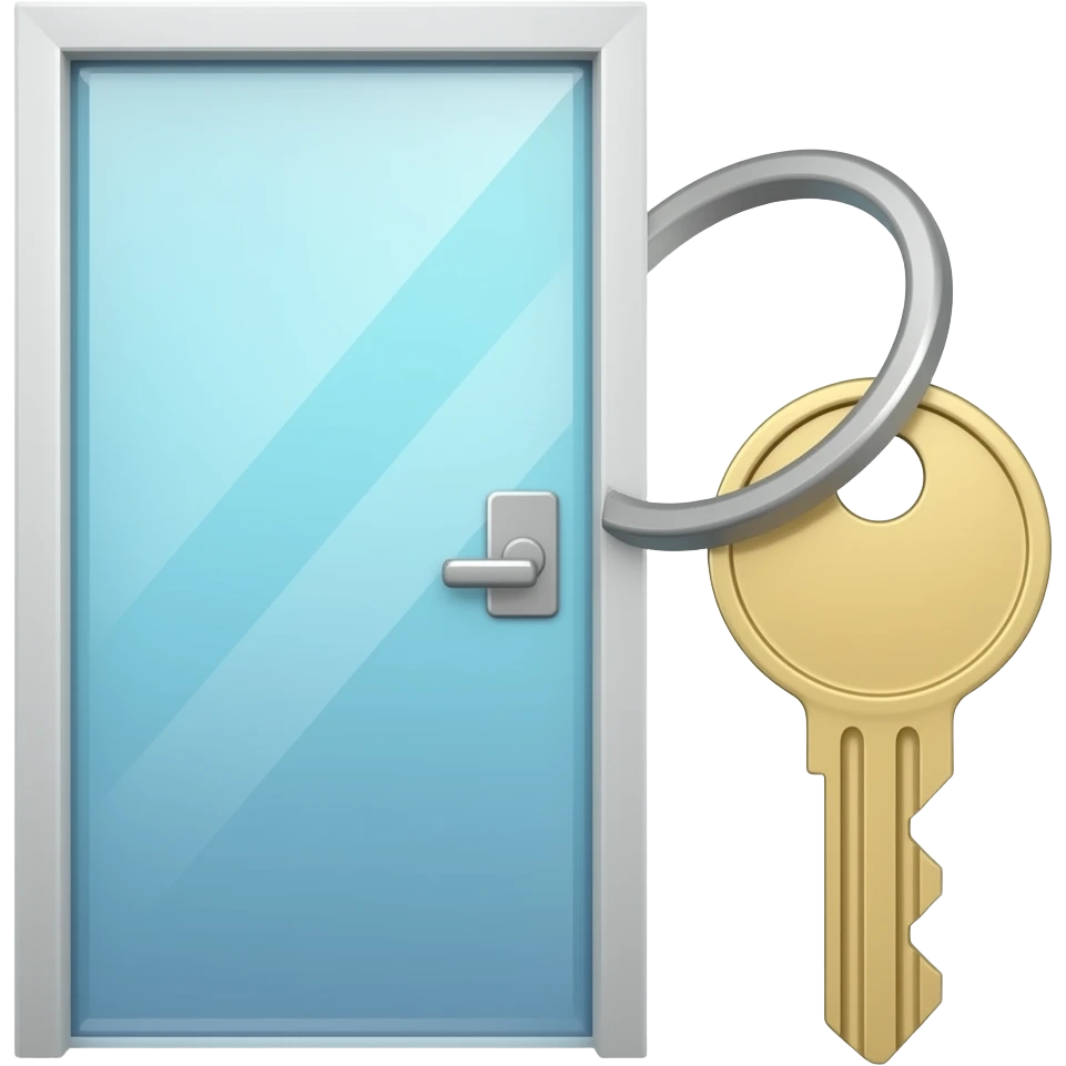 porta de vidro com chave emoji