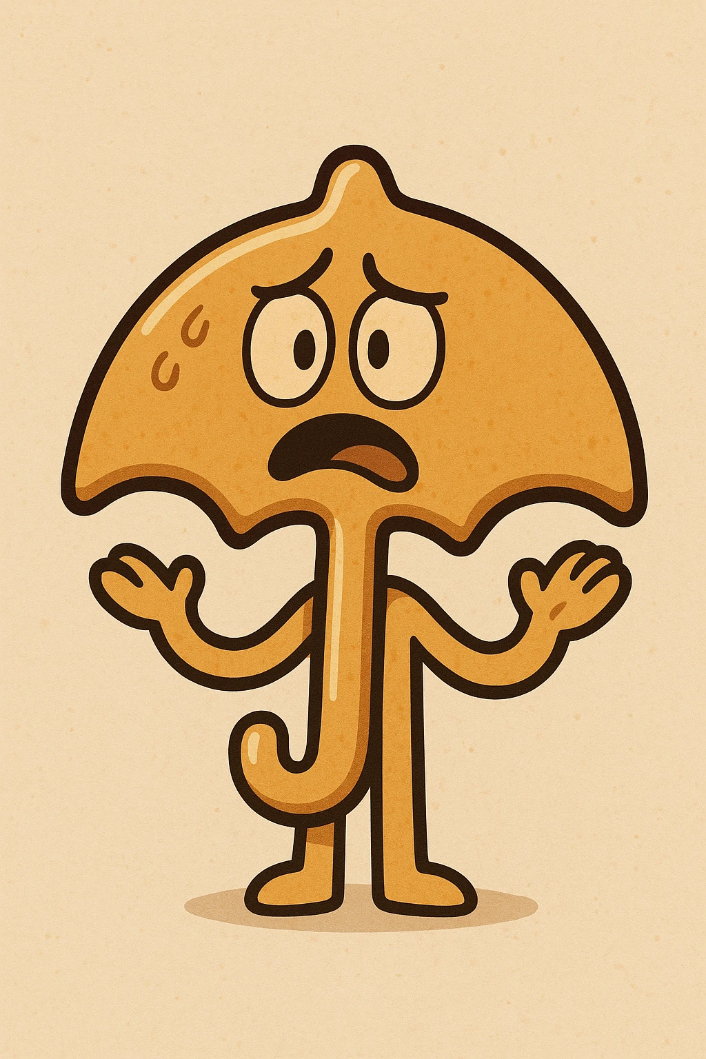 cartoon style dalgona candy with umbrella shape, inspired by Squid Game emoji