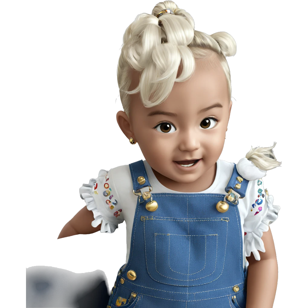 girl in overalls with jewelry emoji